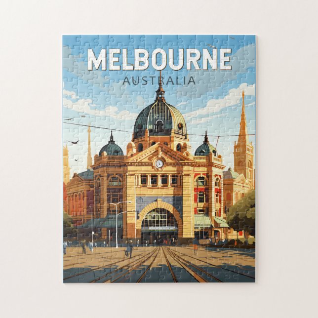 Puzzle Melbourne Australie Travel Art Vintage (Vertical)