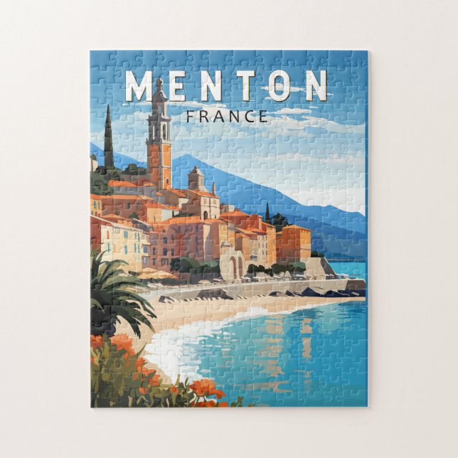 Puzzle Menton France Travel Art Vintage (Vertical)
