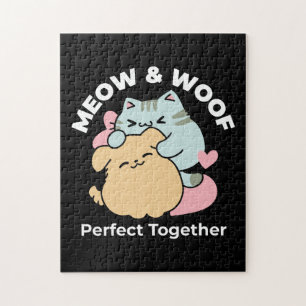 Puzzle Meow & Woof Perfect Together - Cute Cat and Dog