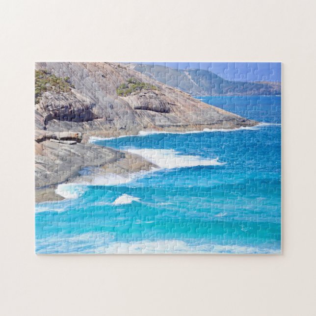 Puzzle Mer Bleue Calme Vagues Douces Falaises Rocheuses P (Horizontal)