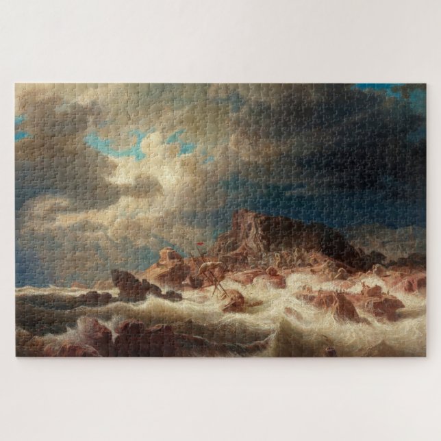 Puzzle Mer orageuse avec épave (par Marcus Larson) (Horizontal)