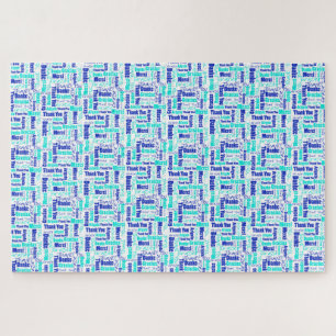 Puzzle Merci de typographie multilingue Blues