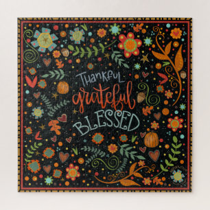 Puzzle Merci Gratuit Béni Thanksgiving Fun Floral