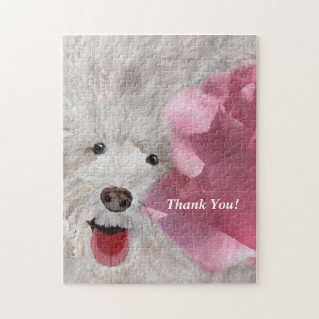 Puzzle Merci Labradoodle et Rose (Vertical)