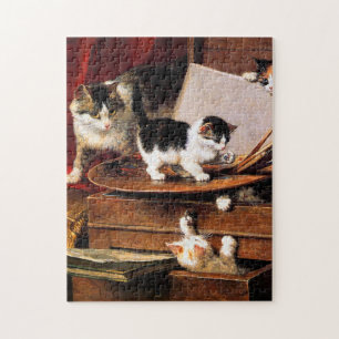 Puzzle Mère Chat et chatons sur table