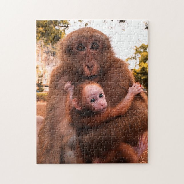 Puzzle Mère et bébé Animal Singe Photographie Animal (Vertical)