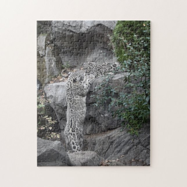 Puzzle Mère et CUB de léopard de neige (Vertical)