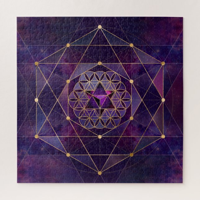 Puzzle Merkabah en fleur de vie - Géométrie sacrée (Vertical)