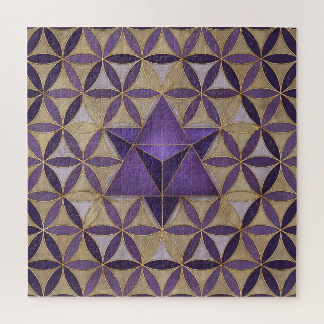 Puzzle Merkabah sur Fleur de vie motif (Vertical)