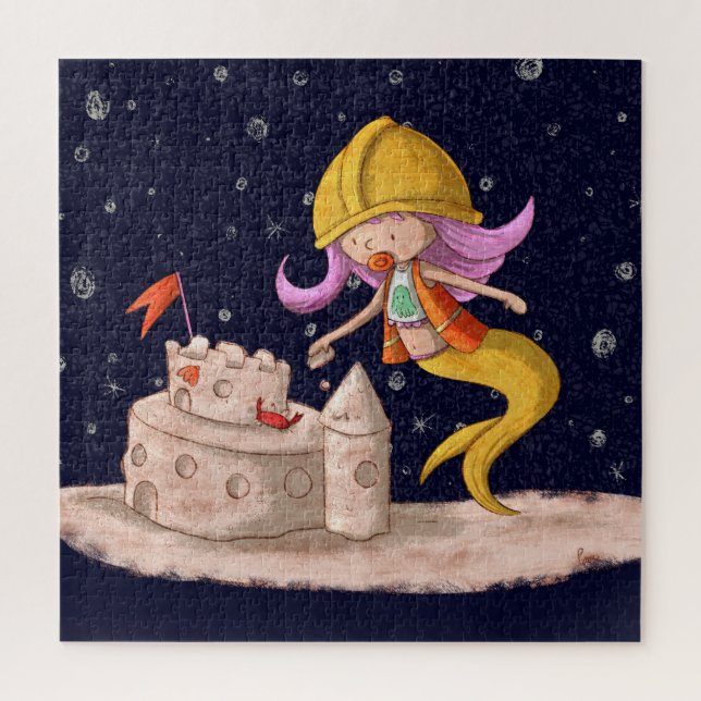 Puzzle Mermaid Baby Construction Travailleur Sand Castle (Vertical)