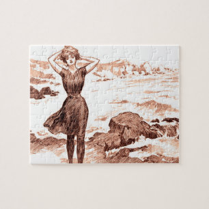 Puzzle Mermaid Beach Gibson Girl Victorian Antique