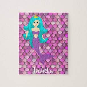 Puzzle Mermaid écailles princesse rose violet nom de fill