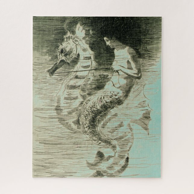 Puzzle Mermaid & Seahorse (Frederick Church) (Vertical)
