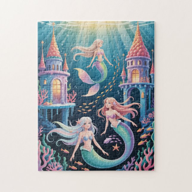 Puzzle Mermaids and underwater castles (Vertical)