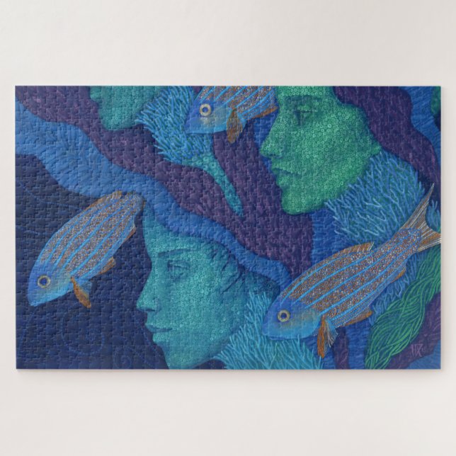 Puzzle Mermaids & Poissons, imaginaire surréaliste, sous- (Horizontal)