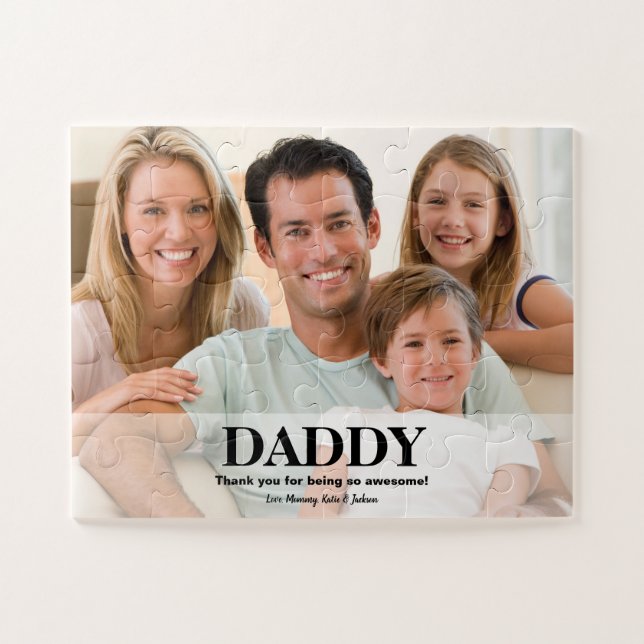 Puzzle Message photo personnalisé de papa Merci (Horizontal)