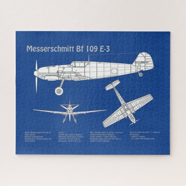 Puzzle Messerschmitt Bf 109 - Plan d'avion ABD (Horizontal)