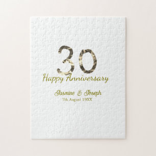 Puzzle Métallisé or 30e Joyeux anniversaire ajoutez nom