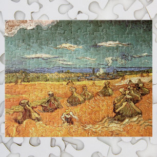 Puzzle Meules de blé avec moissonneuse de Vincent van Gog