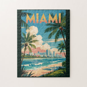 Puzzle Miami Florida Illustration Voyage Art Vintage