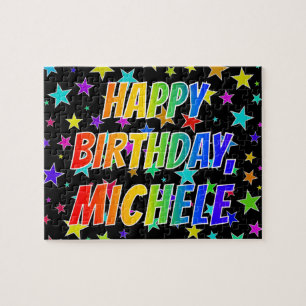 Puzzle "MICHELE" Prénom, Amusant "HEUREUX ANNIVERSAIRE"