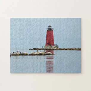 Puzzle Michigan Manistique Red Lighthouse Photo