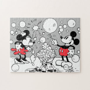 Puzzle Mickey et Minnie vintage soufflant des bulles