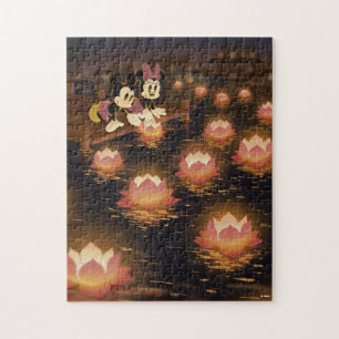 Puzzle Mickey & Minnie envoyant des fleurs de lotus