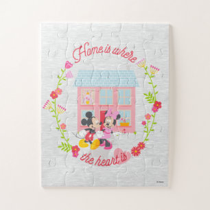 Puzzle Mickey & Minnie   Le cœur est chez soi