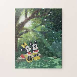 Puzzle Mickey & Minnie mangeant de la pastèque dans les b