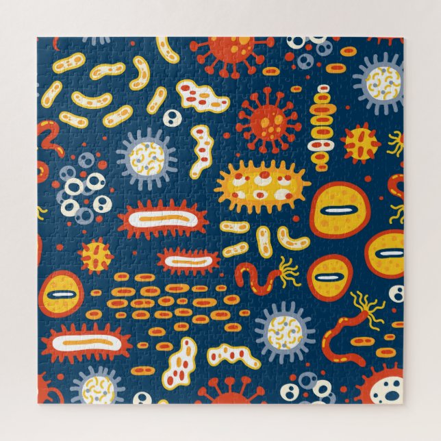 Puzzle Microorganismes Bleu foncé : Motif de biologie (Vertical)