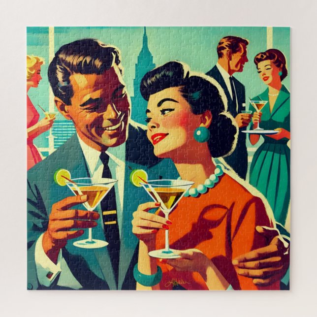 Puzzle Mid Century Cocktail Party Couples - Mi Amor (Vertical)
