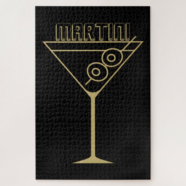 Puzzle Mid Century Modern Gold 2 Olive Martini (Vertical)
