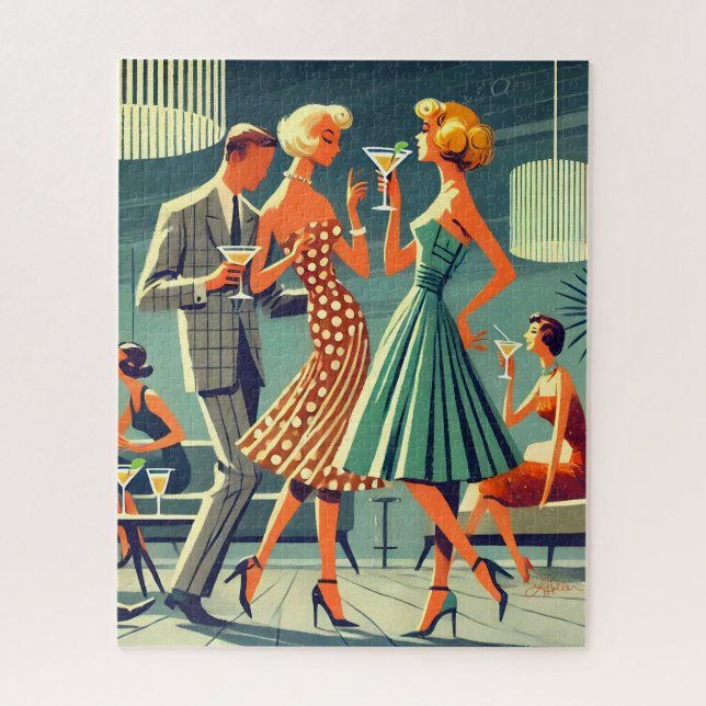 Puzzle Mid Century Modern Martini Dance Cocktail Party (Vertical)