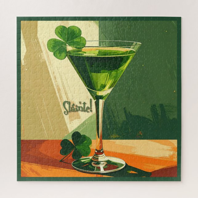 Puzzle Mid Century Modern Shamrock Martini Sláinte!  (Vertical)