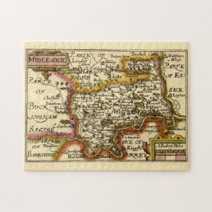 Puzzle Middlesex Middle Sex Comté Angleterre Old Atlas Ca