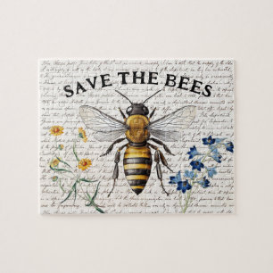 Puzzle Miel Abee Sauvez les abeilles Script Flowers
