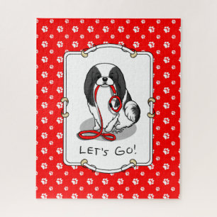 Puzzle Mignon Allons-y ! Chien Japonais (noir et blanc 1)