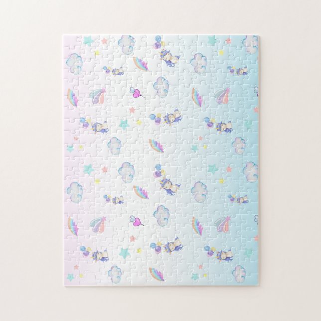 Puzzle mignon ballon Unicorn arc-en-ciel fête d'anniversa (Vertical)