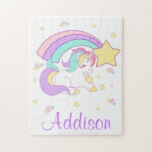 Puzzle Mignon Licorne Arc-en-Ciel Magique Personnalisé su