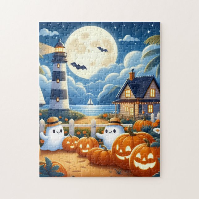 Puzzle Mignon, Nautique/côtier Halloween fantôme/citrouil (Vertical)