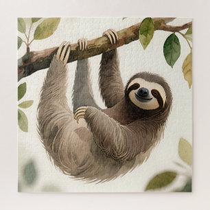 Puzzle Mignon paresseux suspendu aquarelle sourire détend
