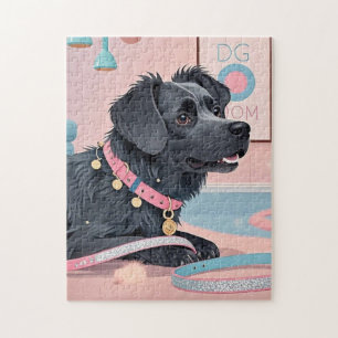 Puzzle Mignonne chien rose bleu pâle maman chien