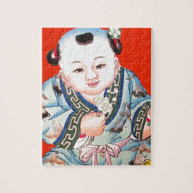 Puzzle Mignonne Chinois rire bon bouddha de chance sur ro (Vertical)
