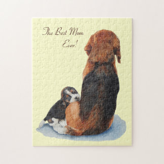 Puzzle Mignonne chiot beagle bouddin maman