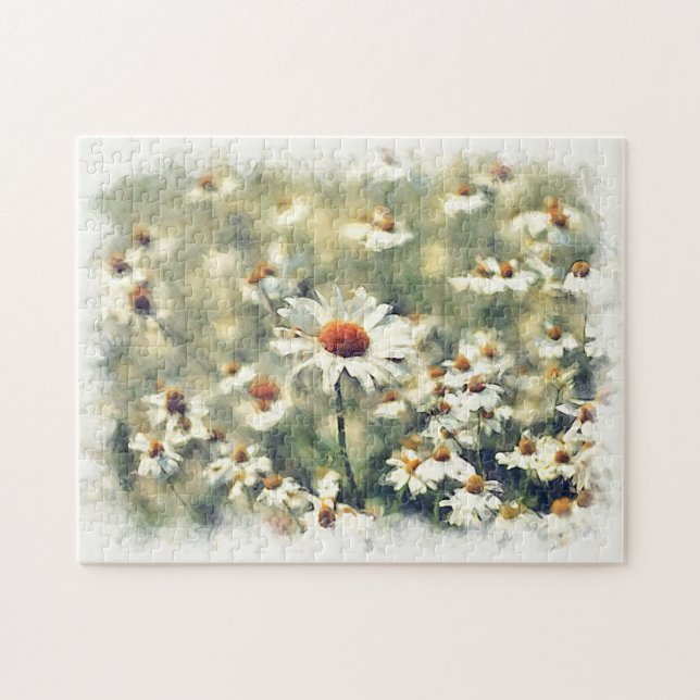Puzzle Mignonne colorié Daisies d'été Motif d'art fleuri (Horizontal)