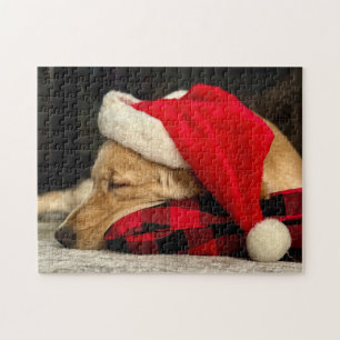 Puzzle Mignonne dormant Golden Retriever Chien Noël