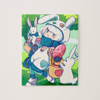 Puzzle Mignonne fille de lapin de Pâques Kawaii