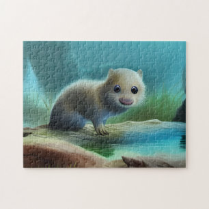 Puzzle Mignonne loutre bébé dans l'étang -