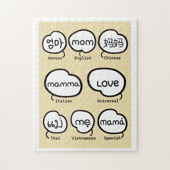 Puzzle Mignonne maman écrite à la main Famille de la lang (Vertical)